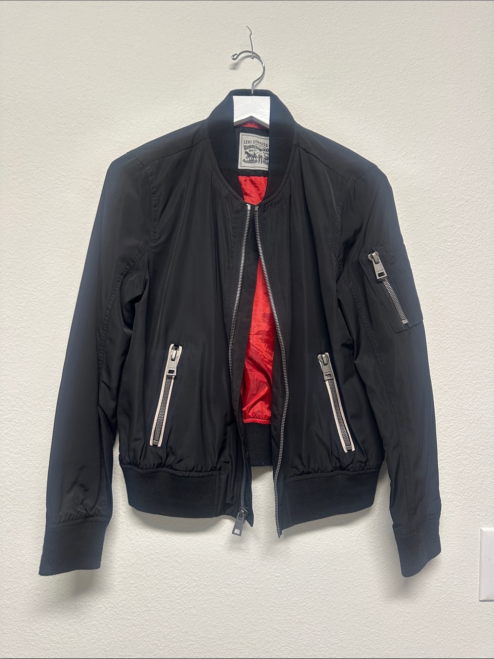 Levi's Black Bomber Jacket with Red Lining